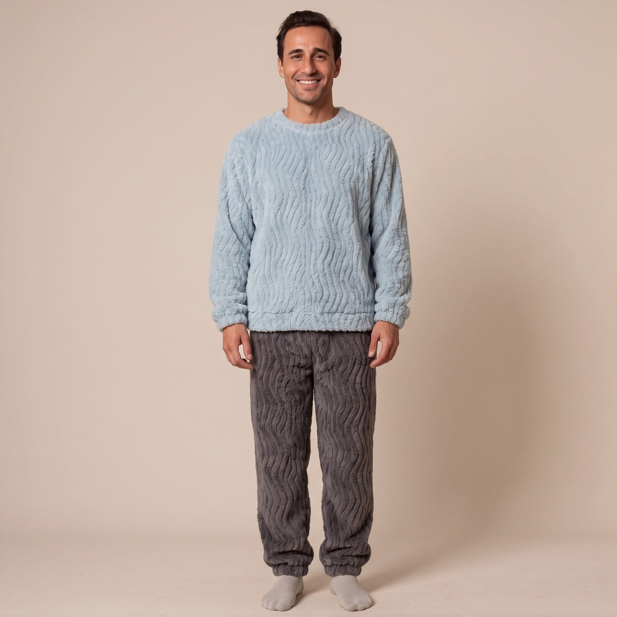 Fleece Pyjama Heren met Ronde Hals | Boordbroek | 2 Kleuren