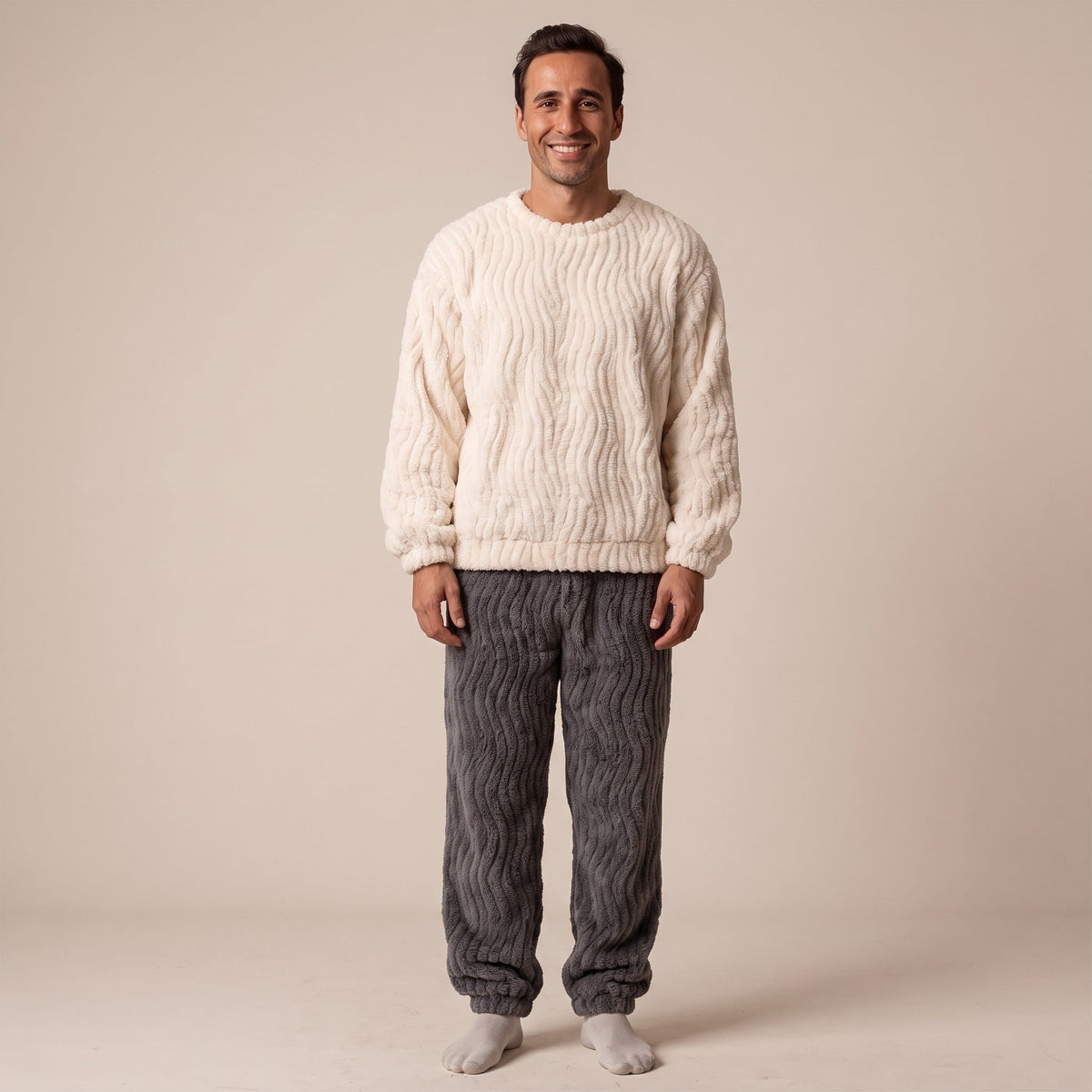Fleece Pyjama Heren met Ronde Hals | Boordbroek | 2 Kleuren