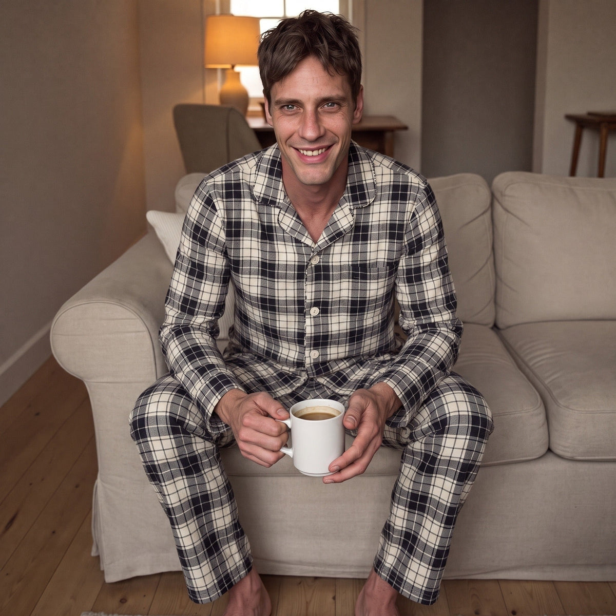 Geruite Pyjama Heren | Flanel | Knoopsluiting | 2 Kleuren