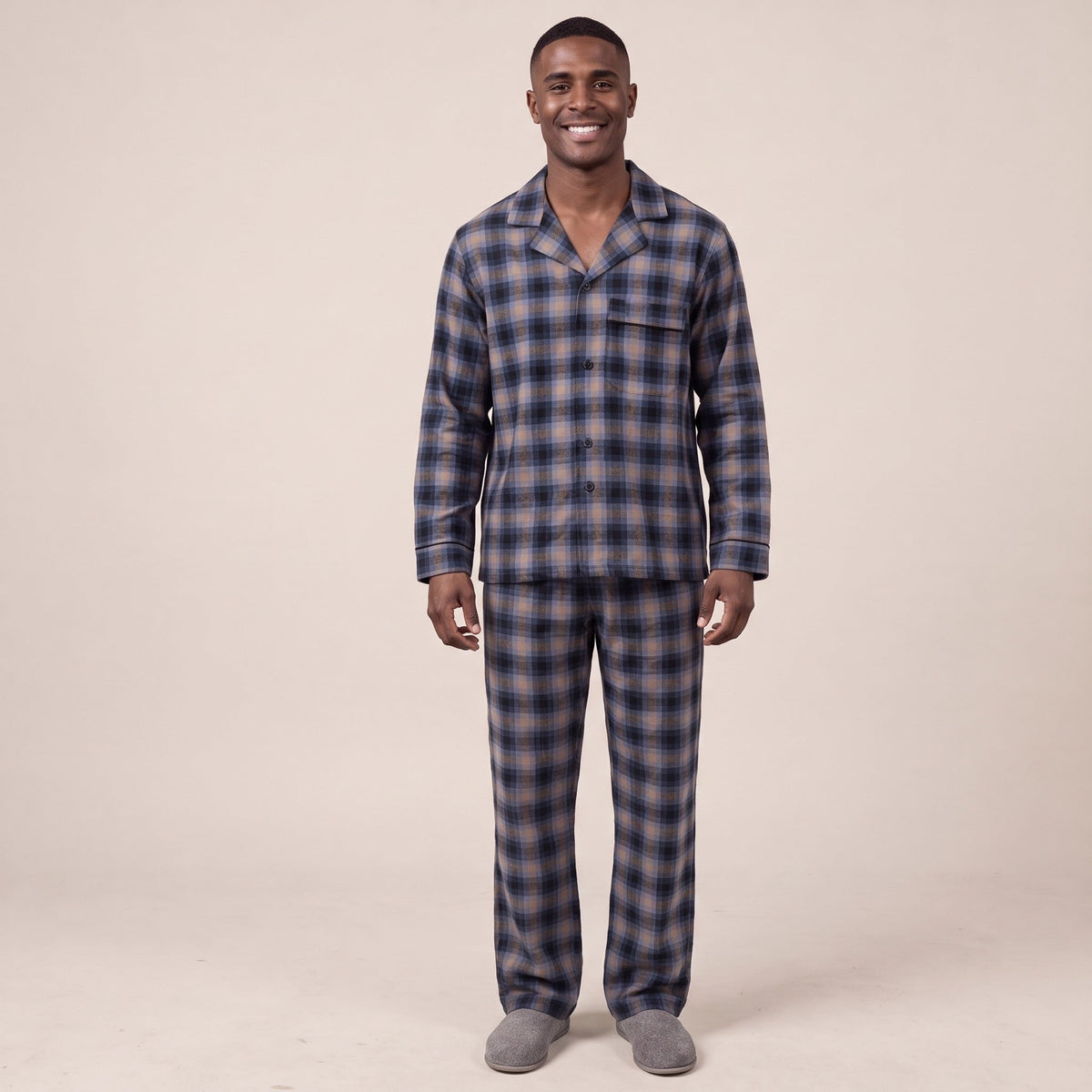 Flanellen Geruite Pyjama Heren | Knoopsluiting | 2 Kleuren