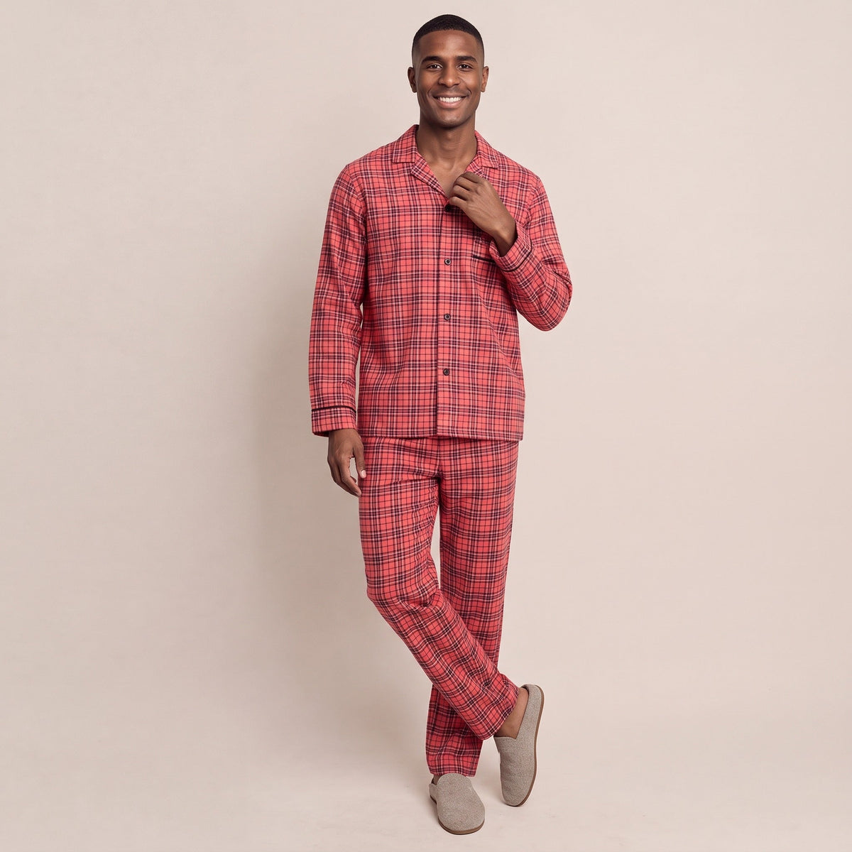Flanellen Geruite Pyjama Heren | Knoopsluiting | 2 Kleuren