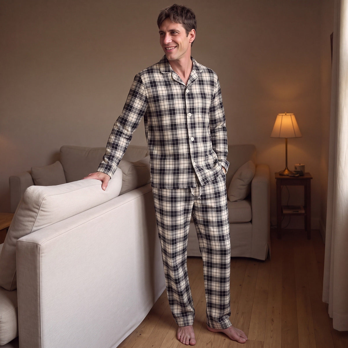 Geruite Pyjama Heren | Flanel | Knoopsluiting | 2 Kleuren