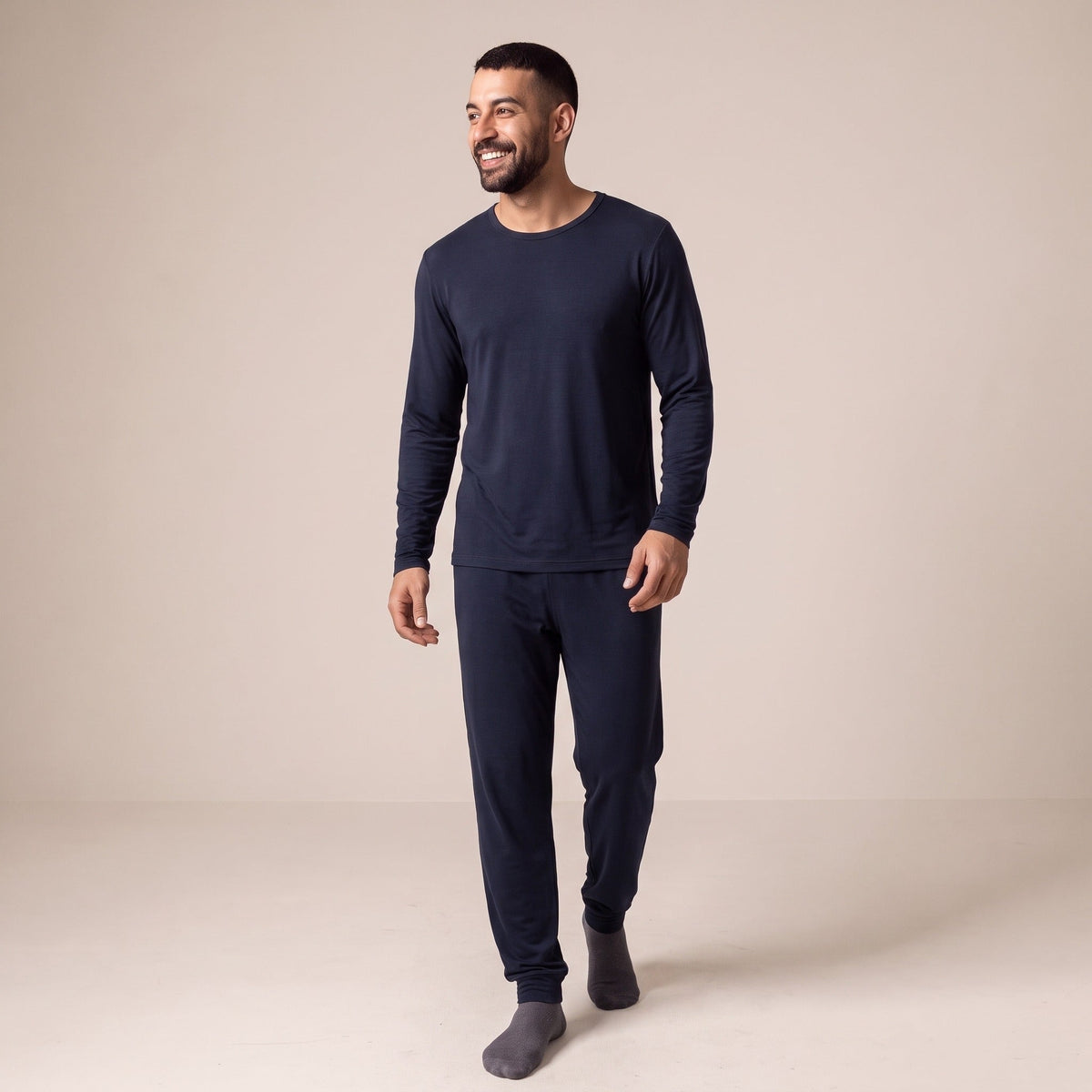 Pyjama Heren Lange Mouw | Bamboe Viscose | Marineblauw