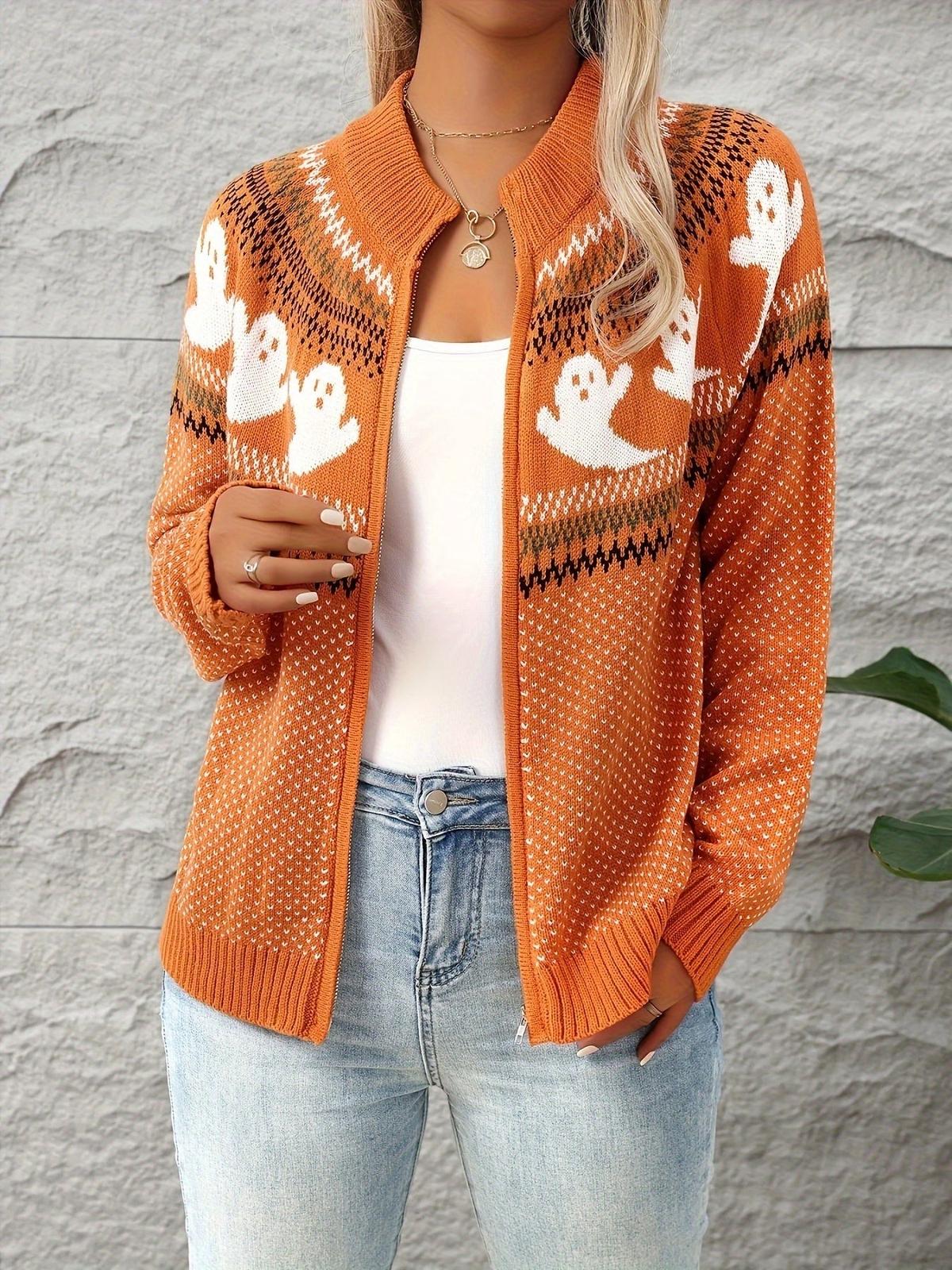 Oranje Halloween vest met stippen, voorkant