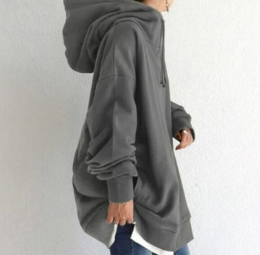 Hoodie Dames met Rits | Oversized | Lang Model | Capuchon en Zakken-Boutique Moda