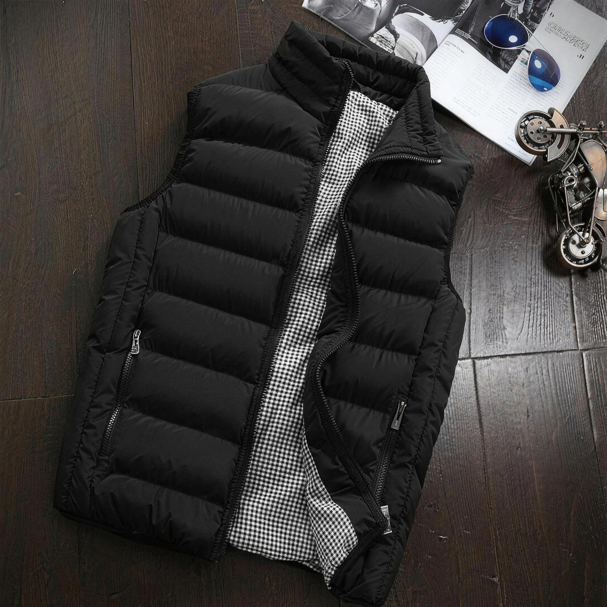 Bodywarmer Heren | Gewatteerd | Doorgestikt | Opstaande Kraag