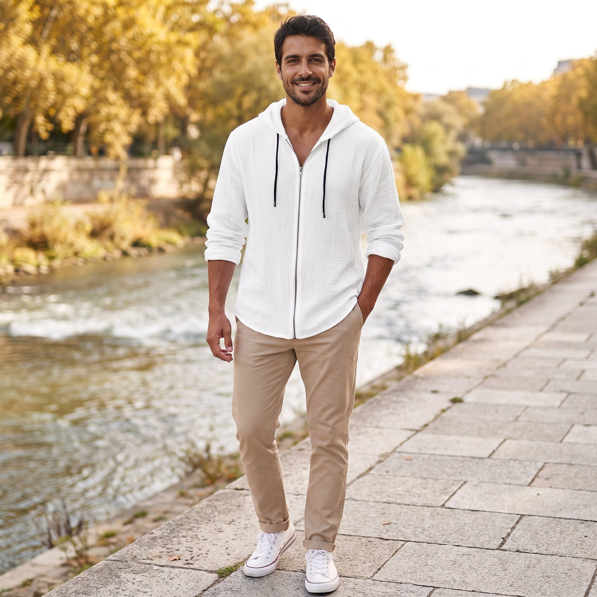 Licht Vest met Capuchon Heren in Kreukellook | 7 Kleuren