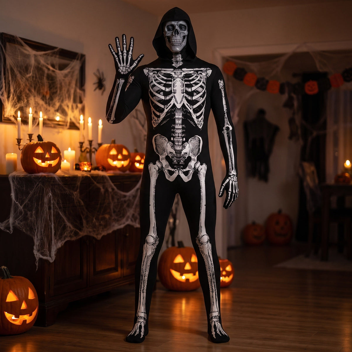 Skelet Onesie | Capuchon | Rugrits | Halloween