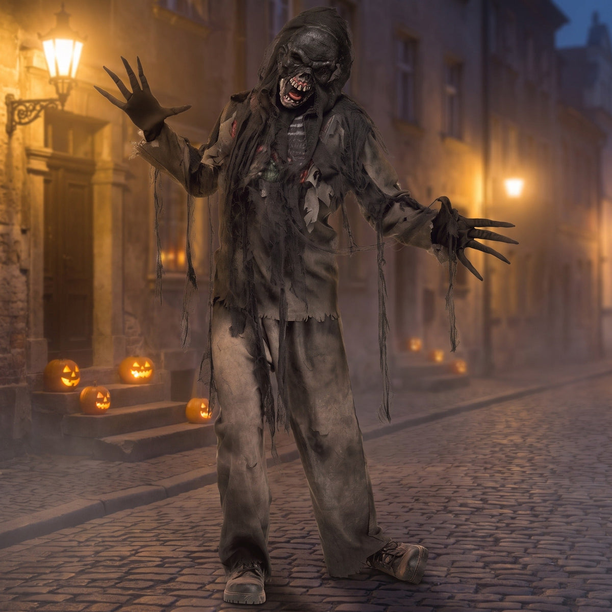 Zombie Kostuum Heren | Verbrande Look | Shirt | Broek | Masker