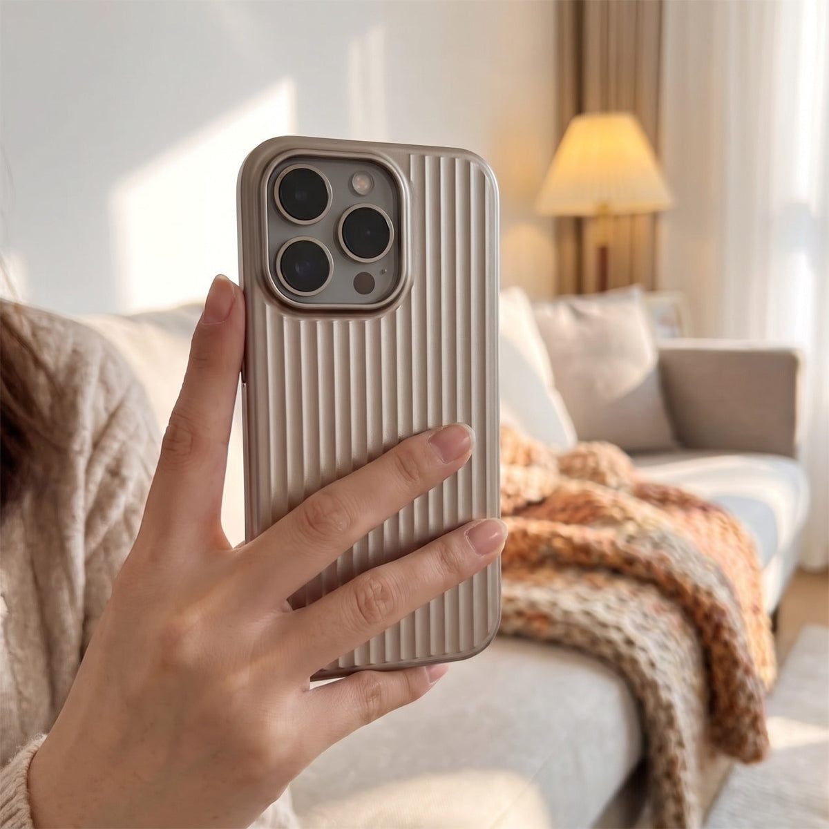 Geribbeld Telefoonhoesje voor iPhone | Verhoogde Camerarand | 4 Kleuren