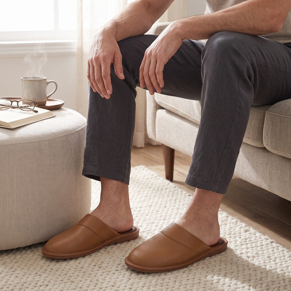 Leren pantoffels - Slip On - Ergonomisch - Winterpantoffels - Herenpantoffels-Boutique Moda