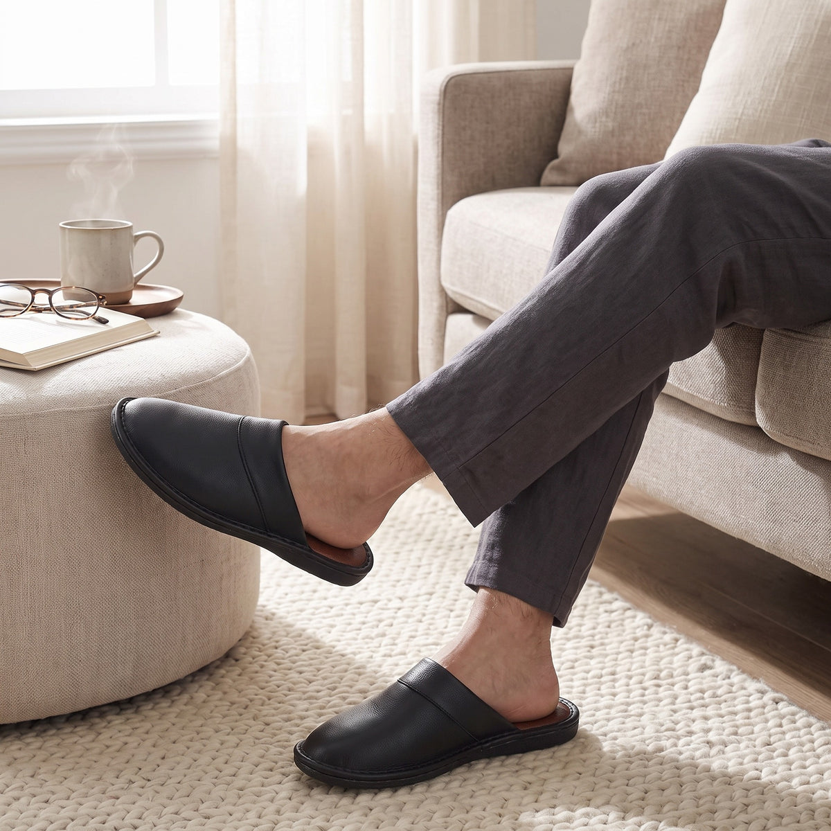 Leren pantoffels - Slip On - Ergonomisch - Winterpantoffels - Herenpantoffels-Boutique Moda