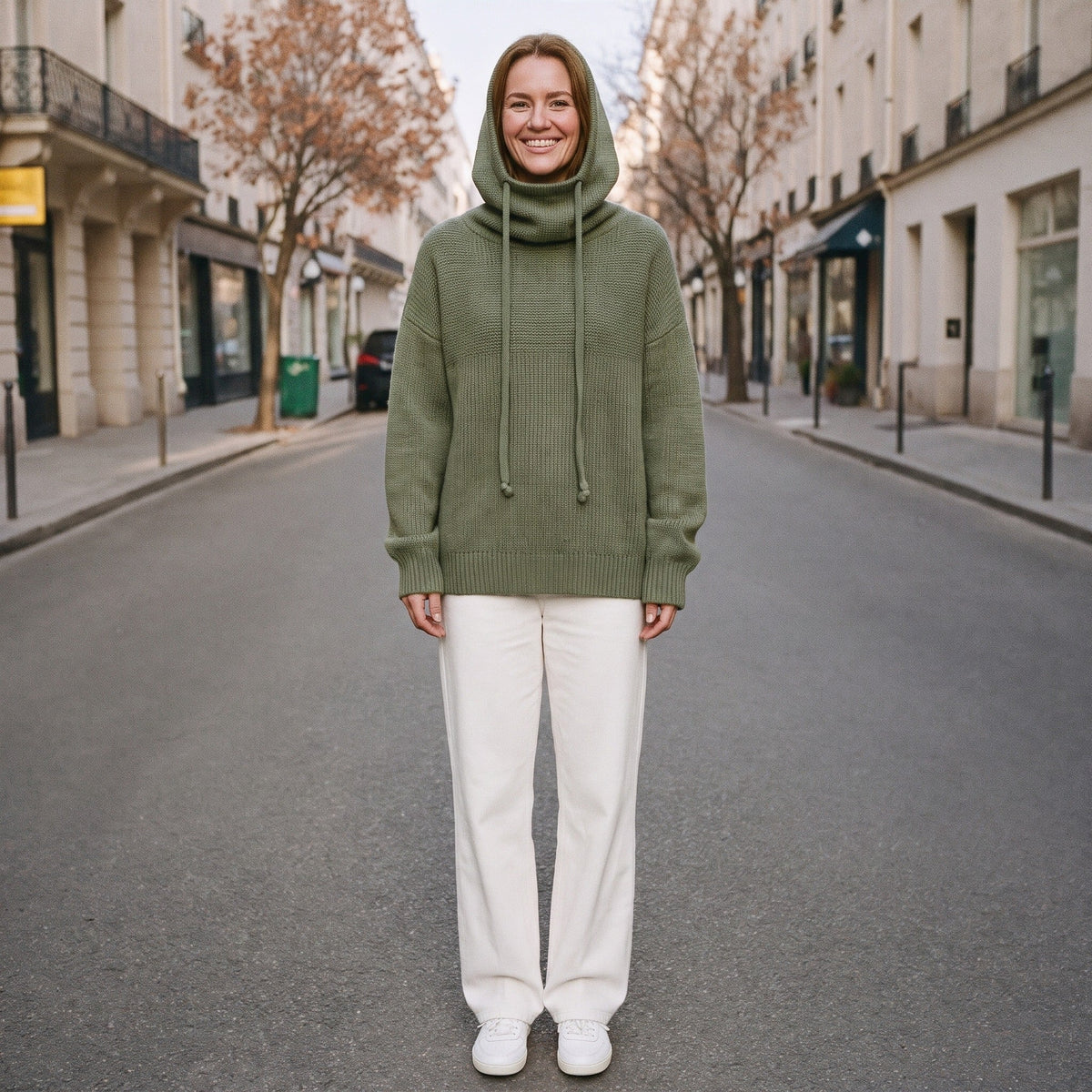 Gebreide Hoodie Dames met Colkraag | Koord | Oversized | 4 Kleuren