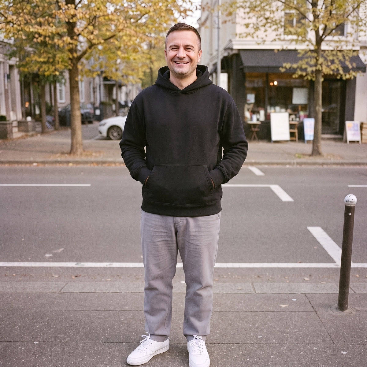 Hoodie Heren | Buidelzak | Geribde Boorden | Casual