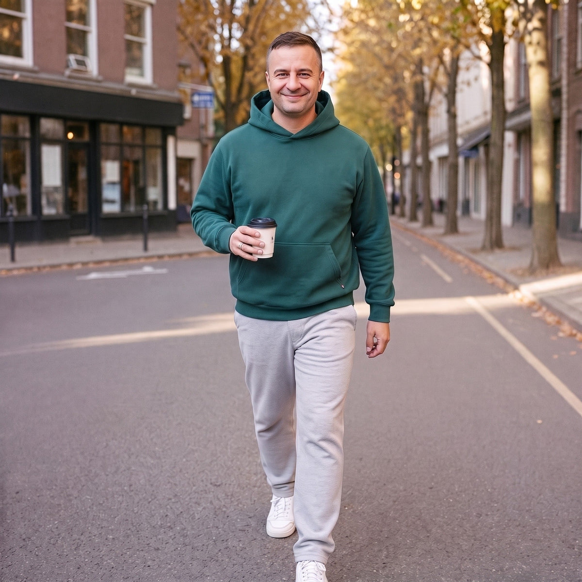 Hoodie Heren | Buidelzak | Geribde Boorden | Casual
