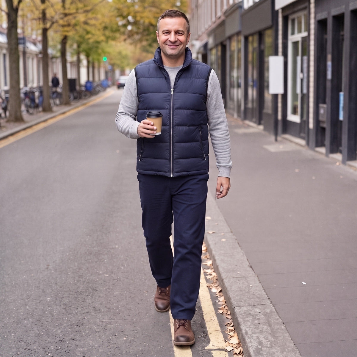 Bodywarmer Heren | Gewatteerd | Doorgestikt | Opstaande Kraag