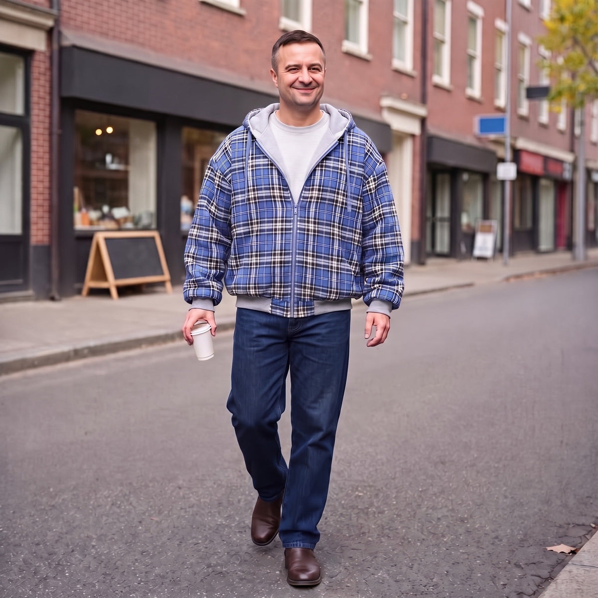 Omkeerbare Hoodie Heren | Rits | Oversized | Geruit