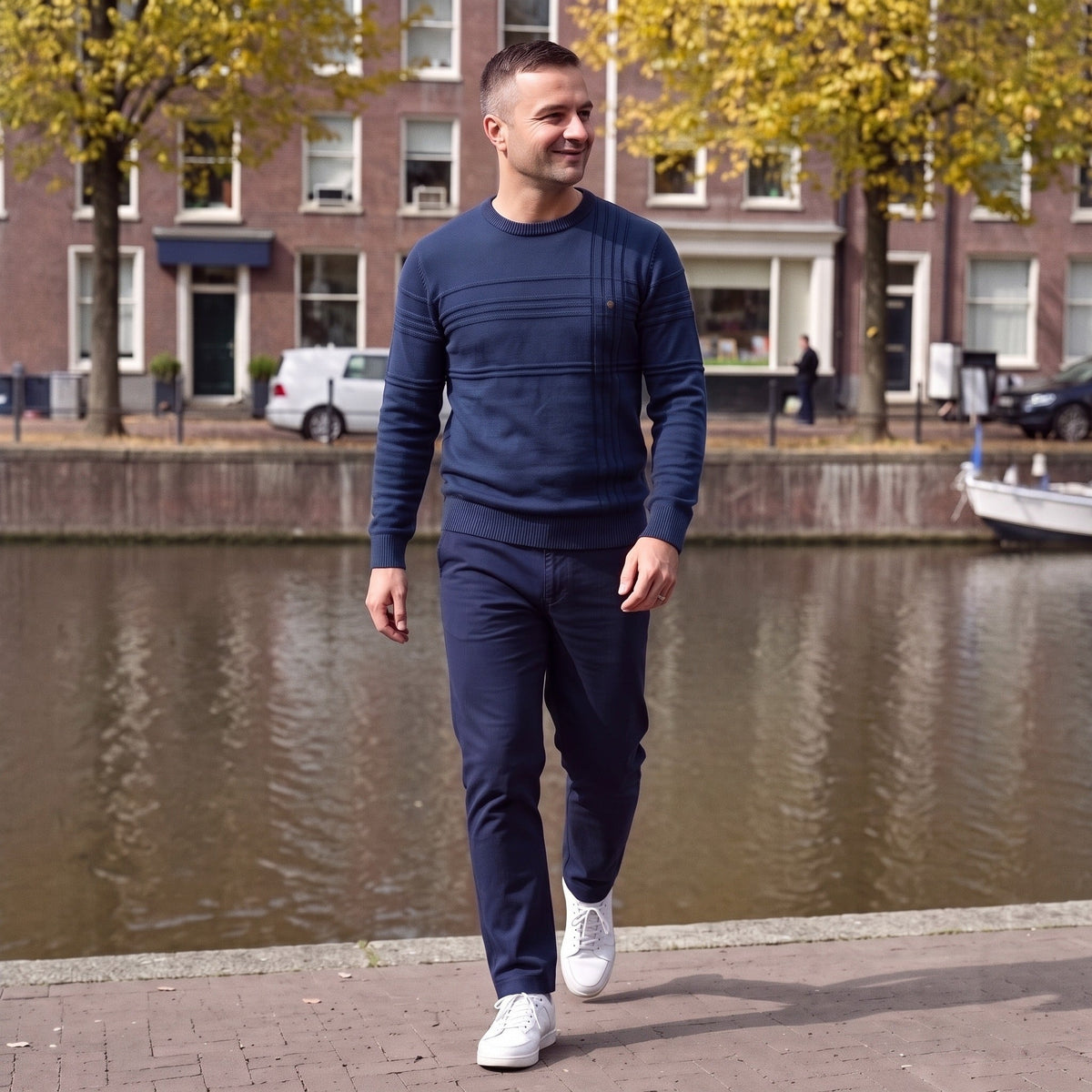 Trui met Ribstructuur Heren | Ronde Hals | Recht Model | Gebreid