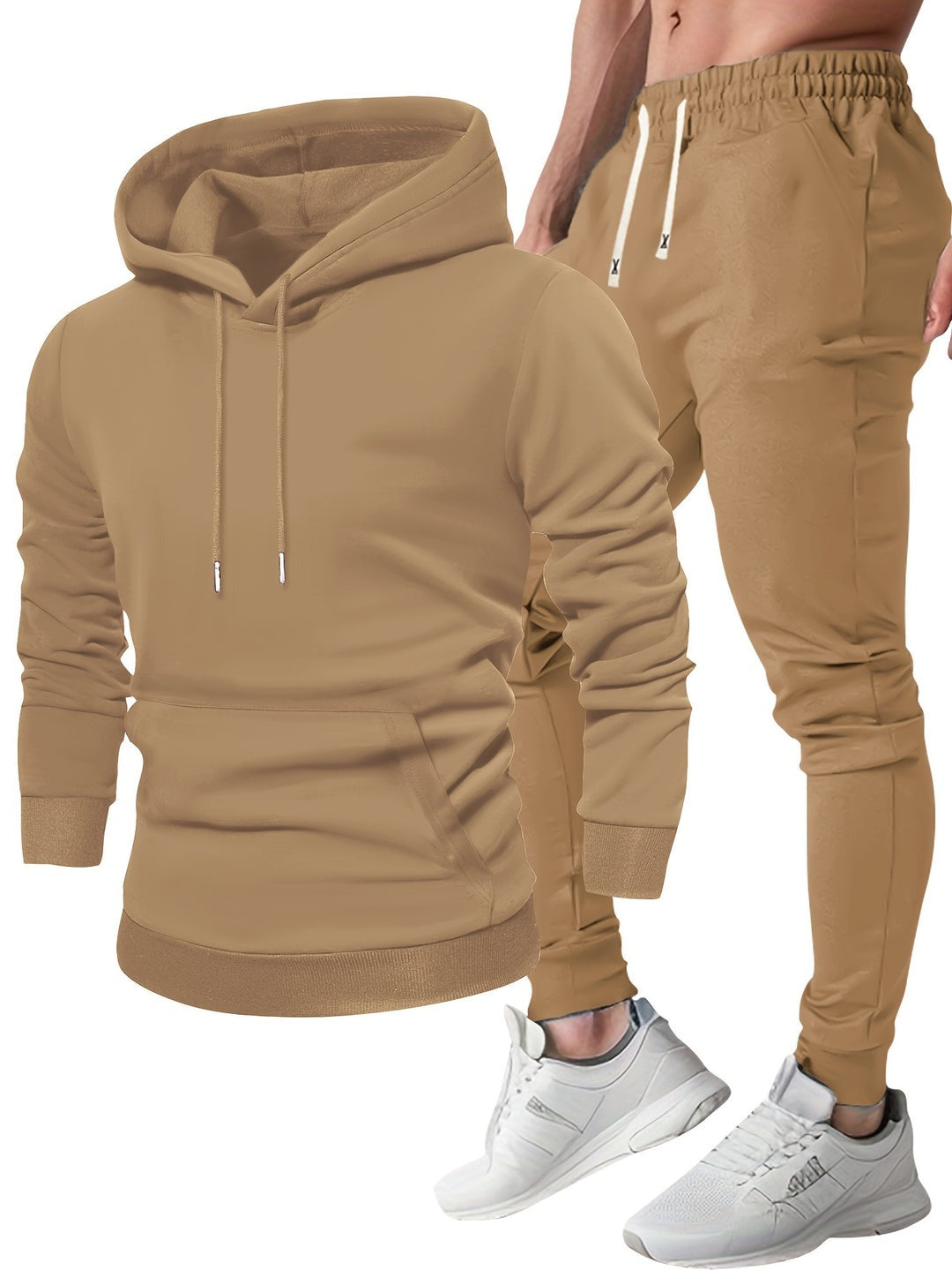 Khaki hoodie naast de bijpassende joggingbroek | Boutique Moda