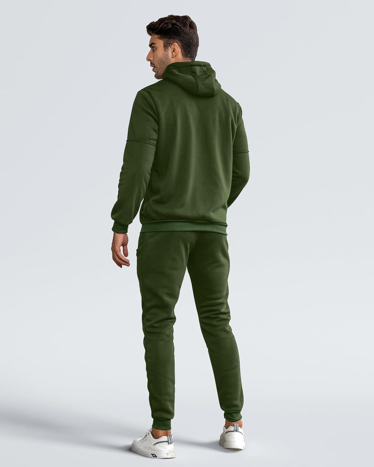 Groen trainingspak met ritshoodie, achterkant | Boutique Moda