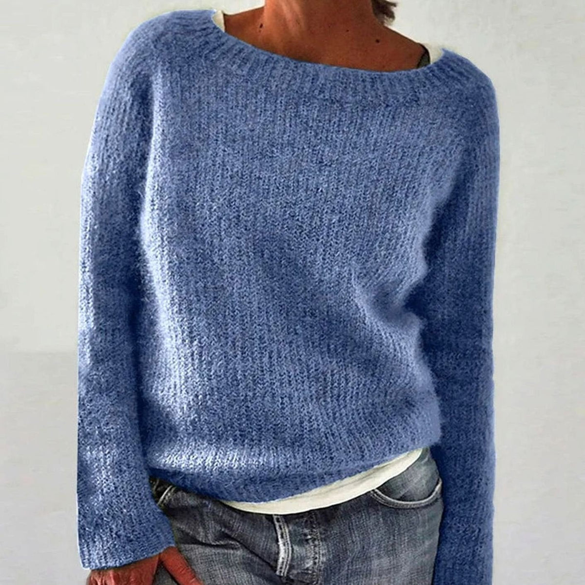 Oversized Trui Dames | Gebreid | Wijde Ronde Hals | Losse Pasvorm-Boutique Moda