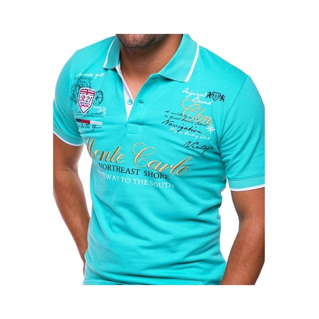 Polo Shirt Heren | Korte Mouw | Print | Contrastkraag-Boutique Moda
