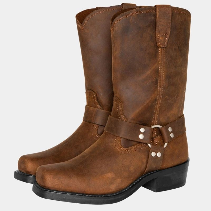Cowboylaarzen Heren | Harnasriem | Vierkante Neus | Blokhak