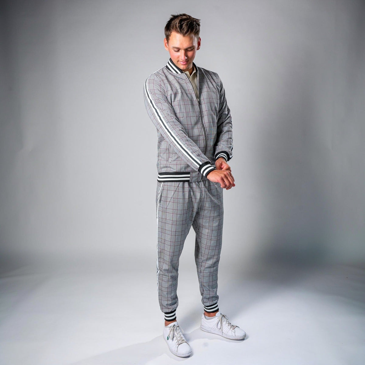 Geruit Trainingspak Heren | Jack met Rits en Joggingbroek
