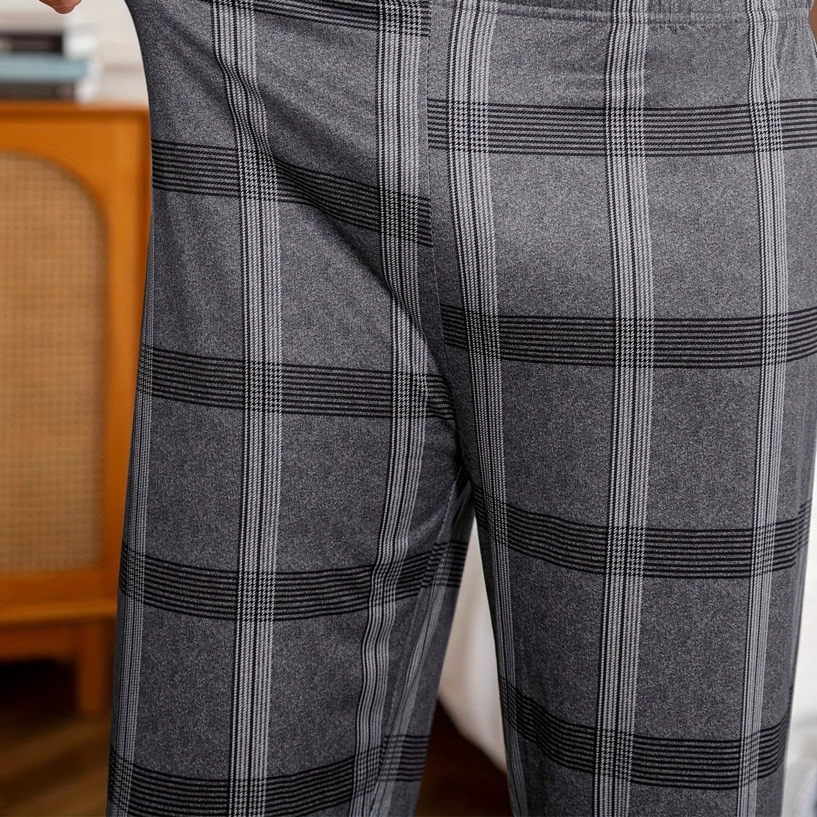 Relaxed Pyjama Heren | Ruitpatroon | Grijs