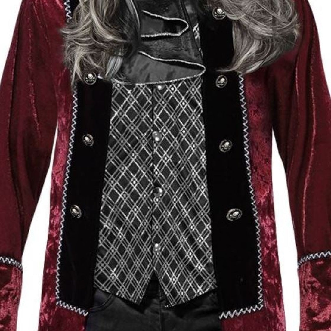 Dracula Kostuum | Bordeauxrode Jas | Gilet | Jabot | Hoge Hoed
