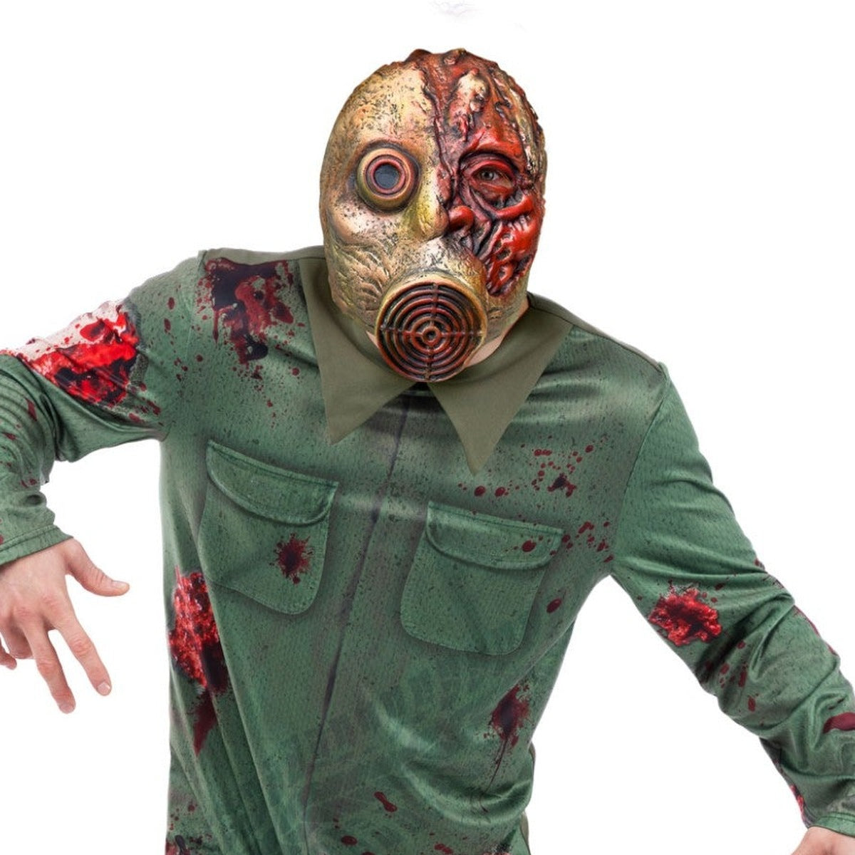 Gasmasker Zombie Kostuum | Groene Jumpsuit | Masker