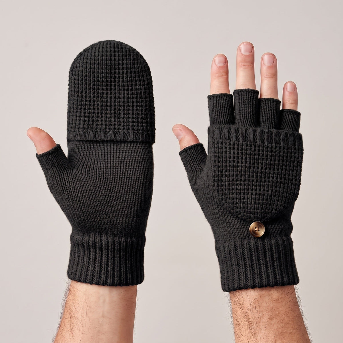 Vingerloze Handschoenen | Omklapbare Want | Gebreid | Unisex