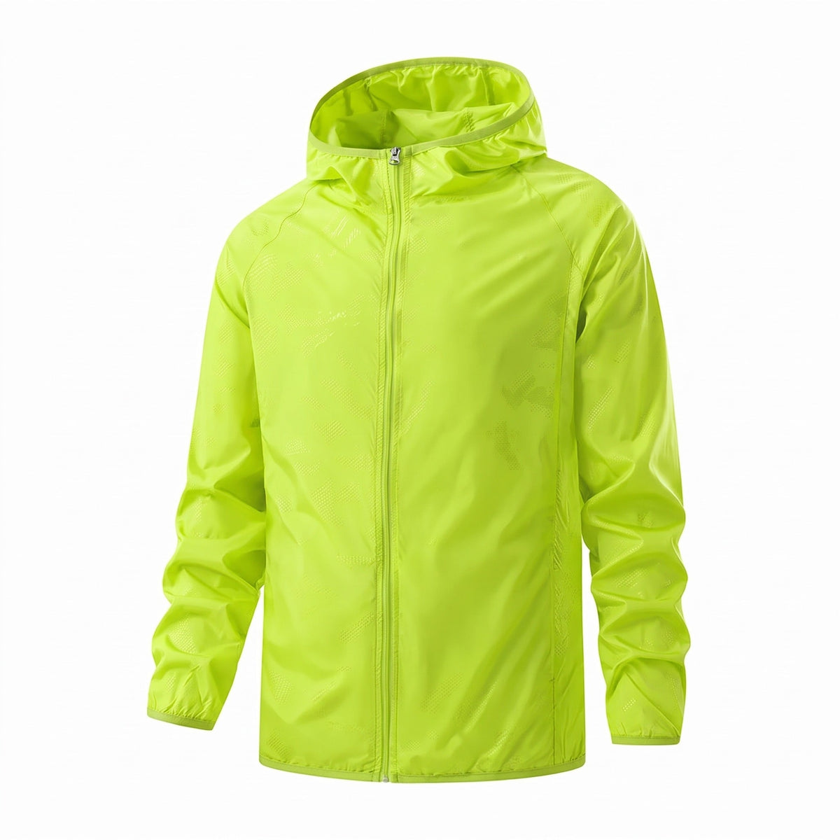 Felgroene jas met capuchon en rits, op onzichtbare mannequin getoond | Boutique Moda