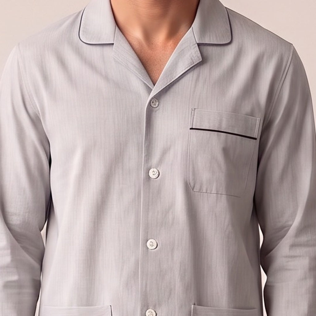 Katoenen Twill Pyjama Heren | Lichtgrijs