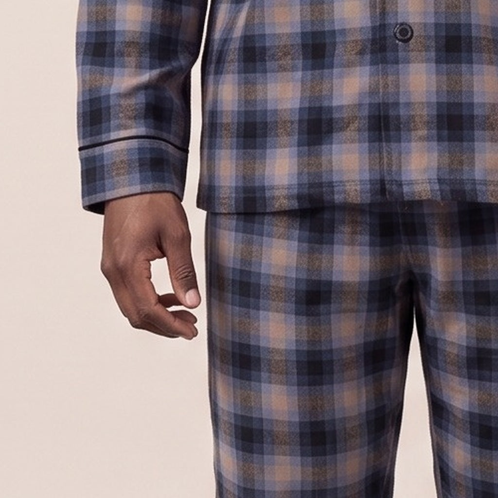 Flanellen Geruite Pyjama Heren | Knoopsluiting | 2 Kleuren