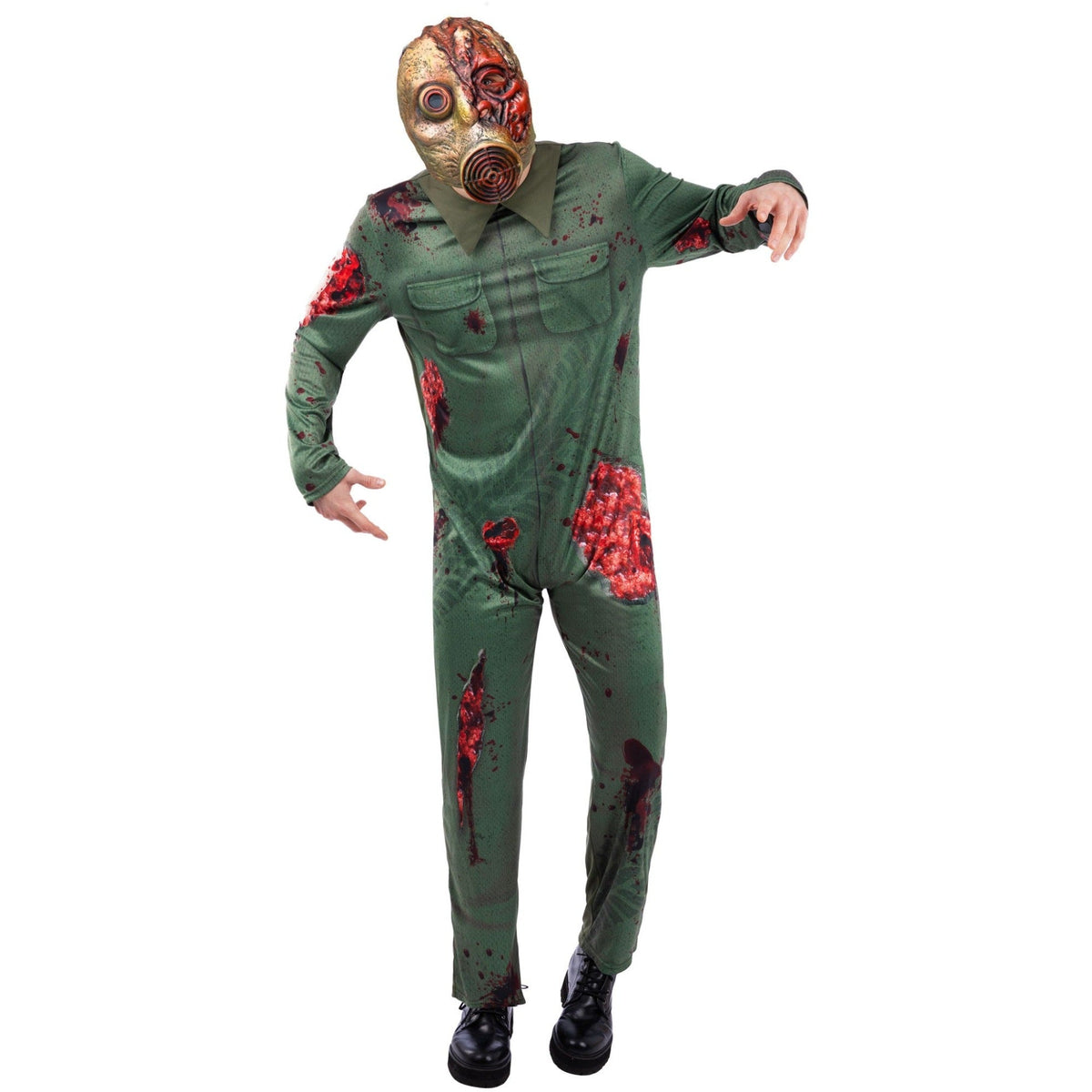 Gasmasker Zombie Kostuum | Groene Jumpsuit | Masker