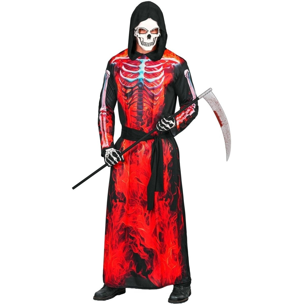 Vlammen Skelet Gewaad Heren | Capuchon | Doodskopmasker | Sjerp
