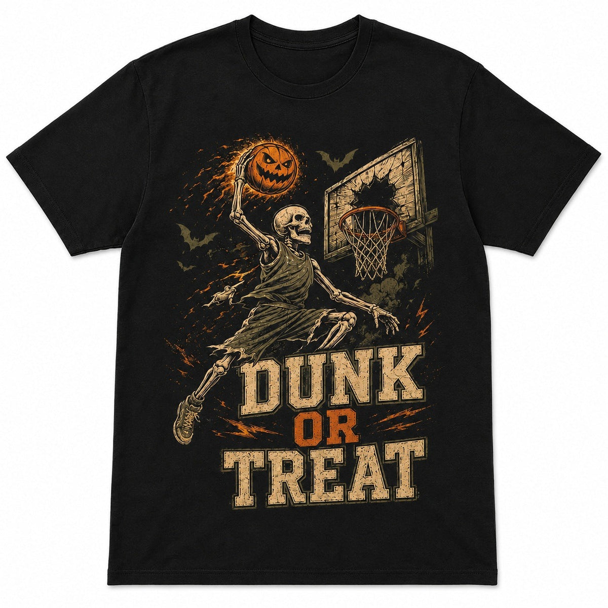 Basketbal Skelet T-Shirt | Dunk or Treat | Halloween | 3 Kleuren