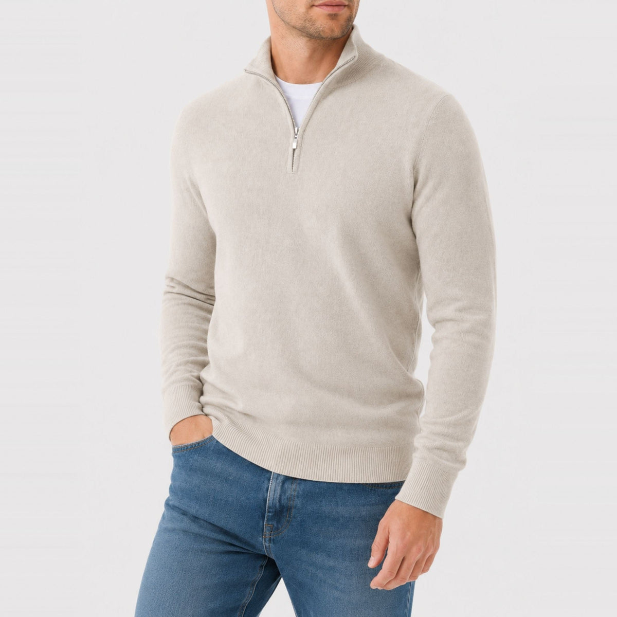 Quarter Zip Trui Heren | Fijngebreid | Opstaande Kraag | 8 Kleuren