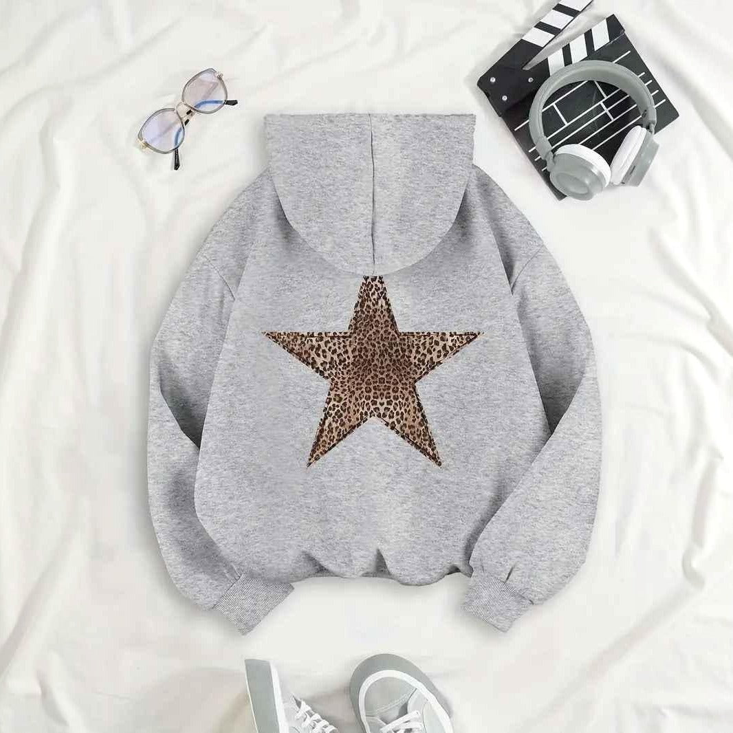Hoodie Dames met Luipaard Ster Print | Rug | 2 Kleuren