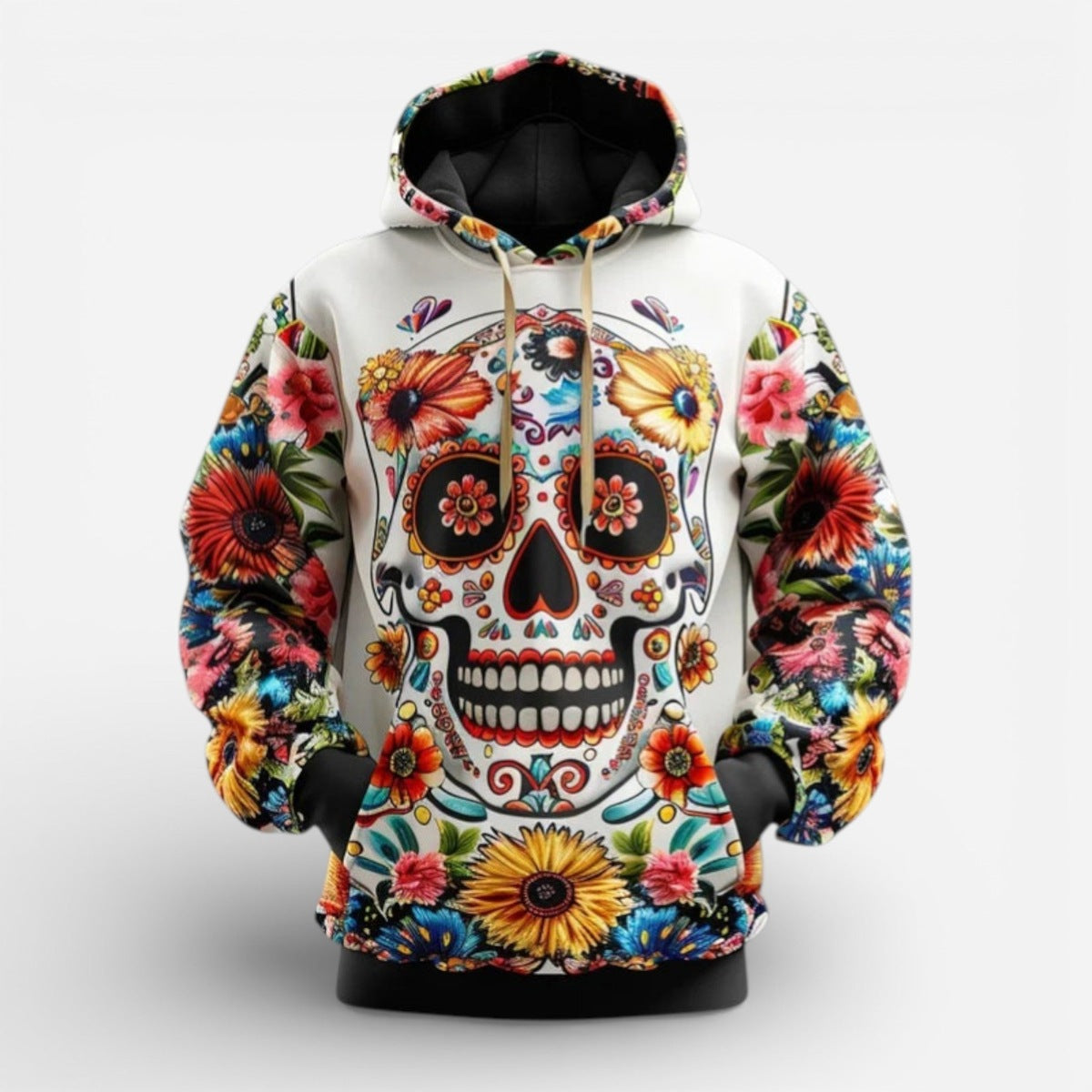 Dag van de Doden Hoodie | Doodskop Bloemenprint | 4 Designs
