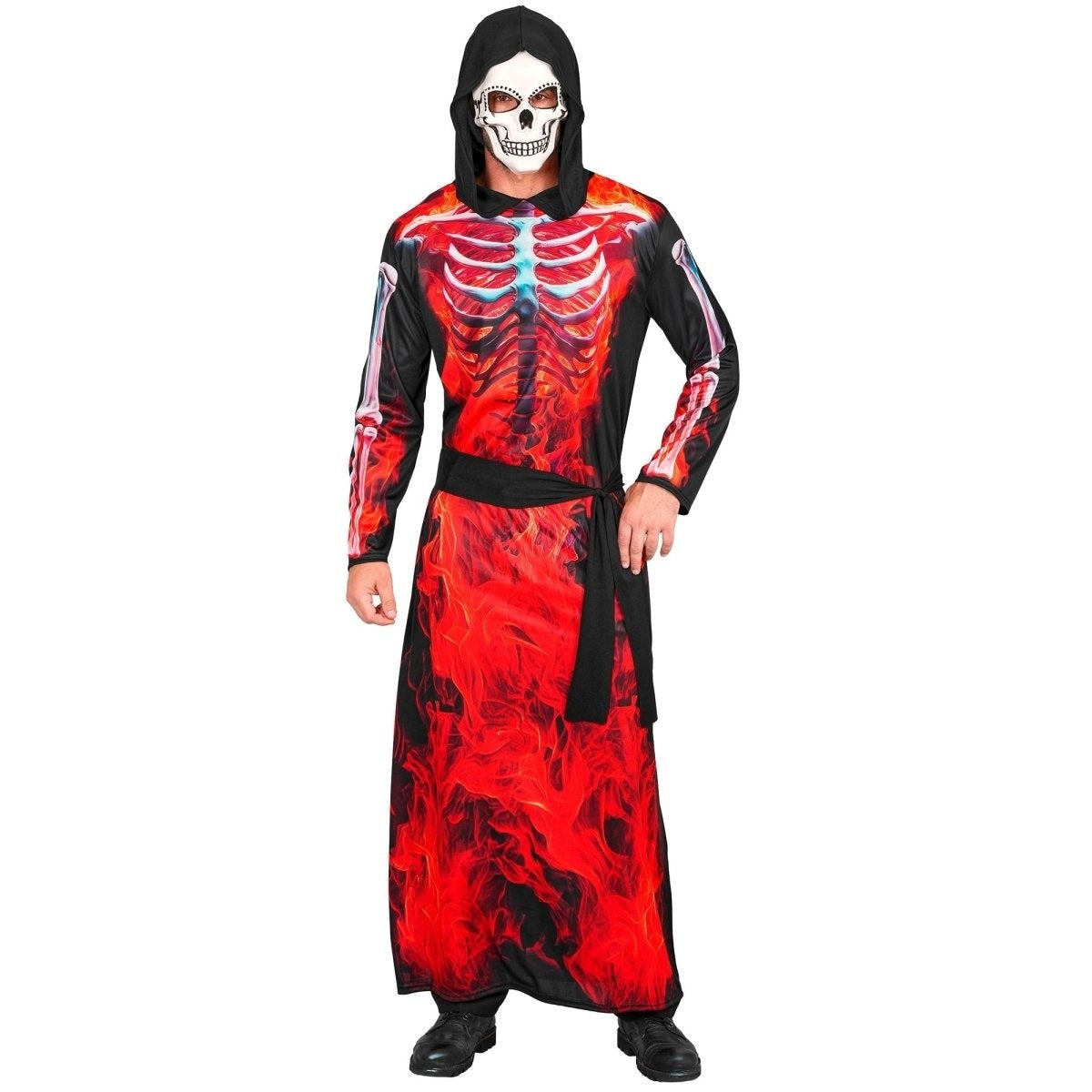 Vlammen Skelet Gewaad Heren | Capuchon | Doodskopmasker | Sjerp