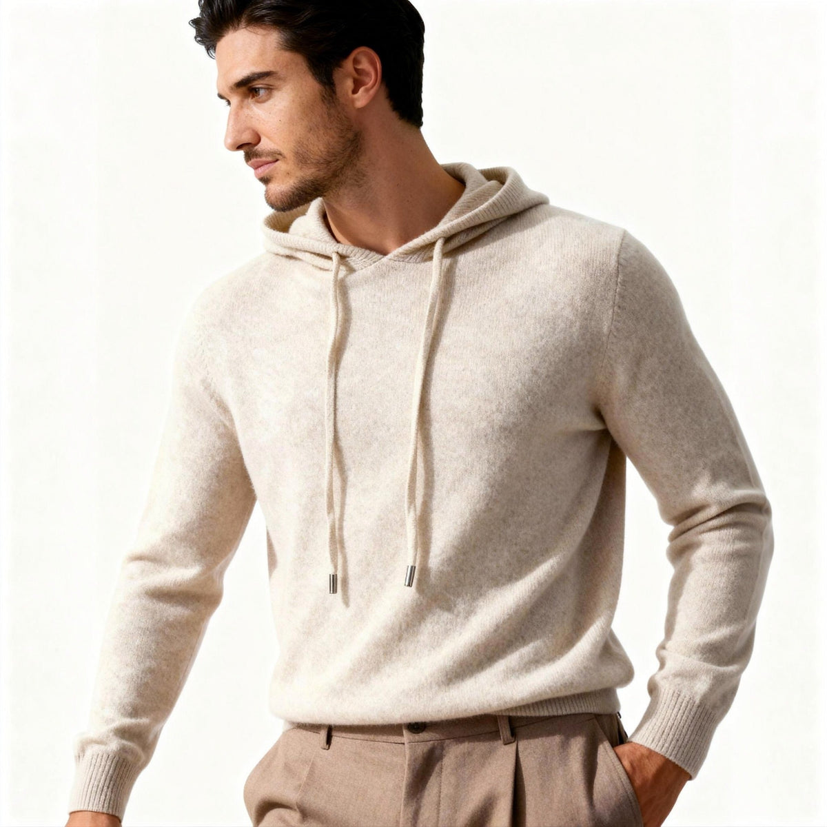 Fijngebreide Hoodie Heren | Trekkoord | Lange Mouw | Smart Casual