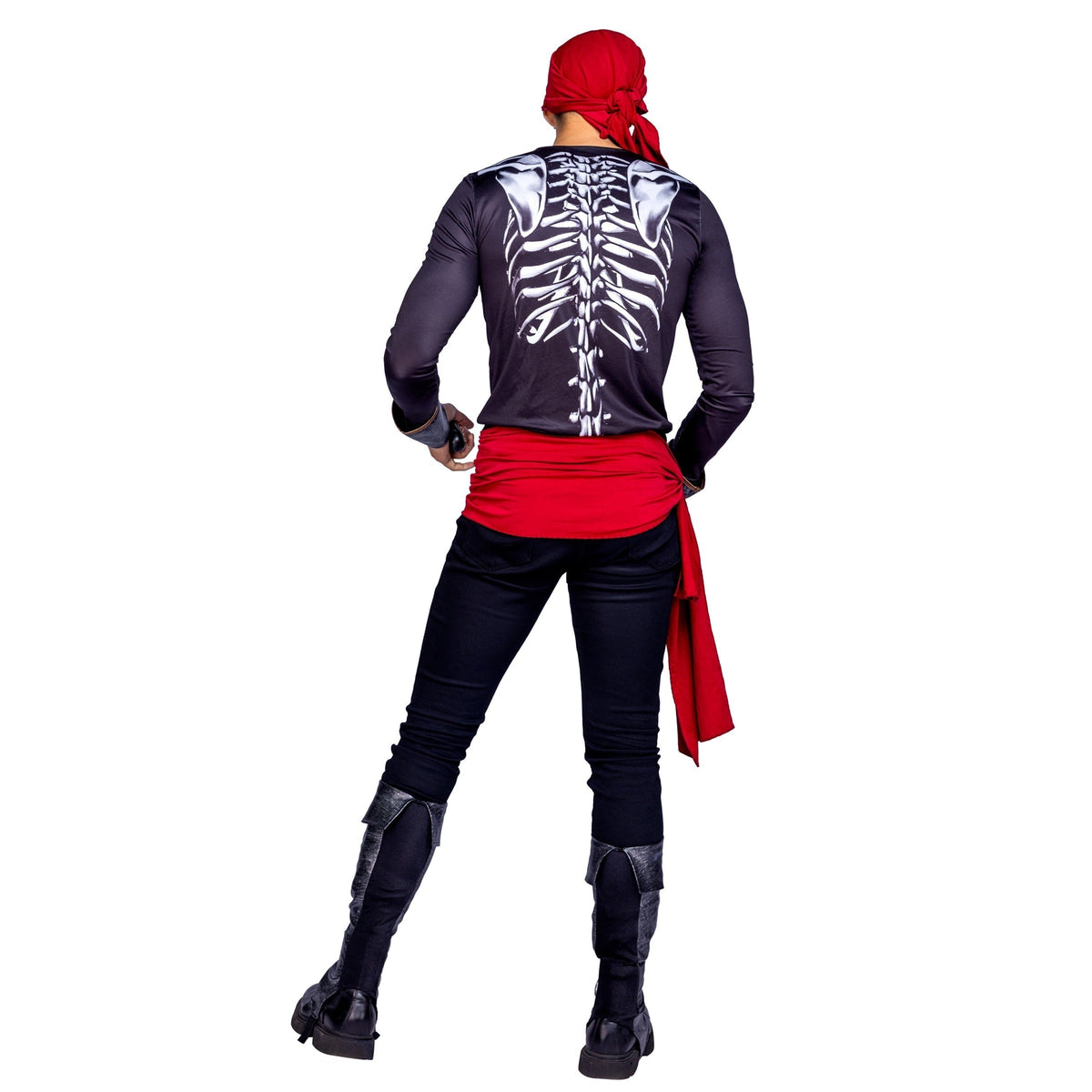 Skelet Piraten Kostuum | Skelet Shirt | Brokaat Gilet | Hoofddoek | Sjerp