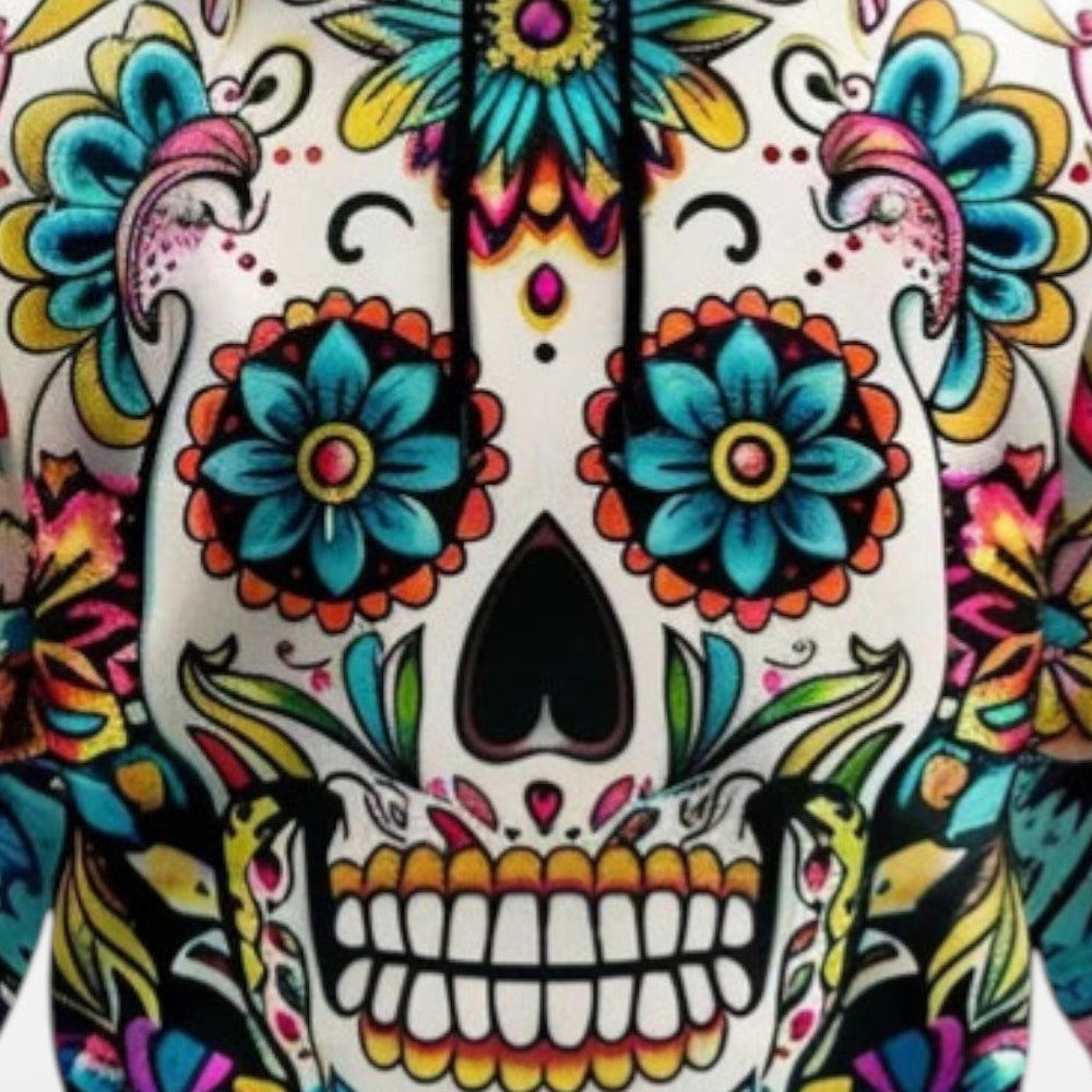 Dag van de Doden Hoodie | Doodskop Bloemenprint | 4 Designs