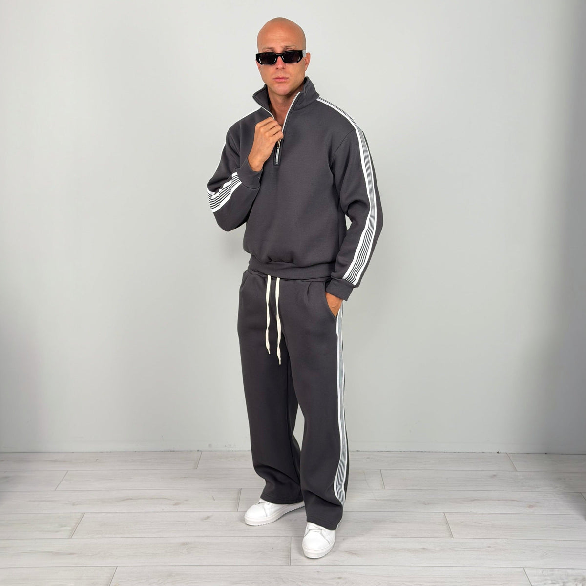 Trainingspak Heren met Strepen | Halfzip Sweater | Wijde Broek | 5 Kleuren