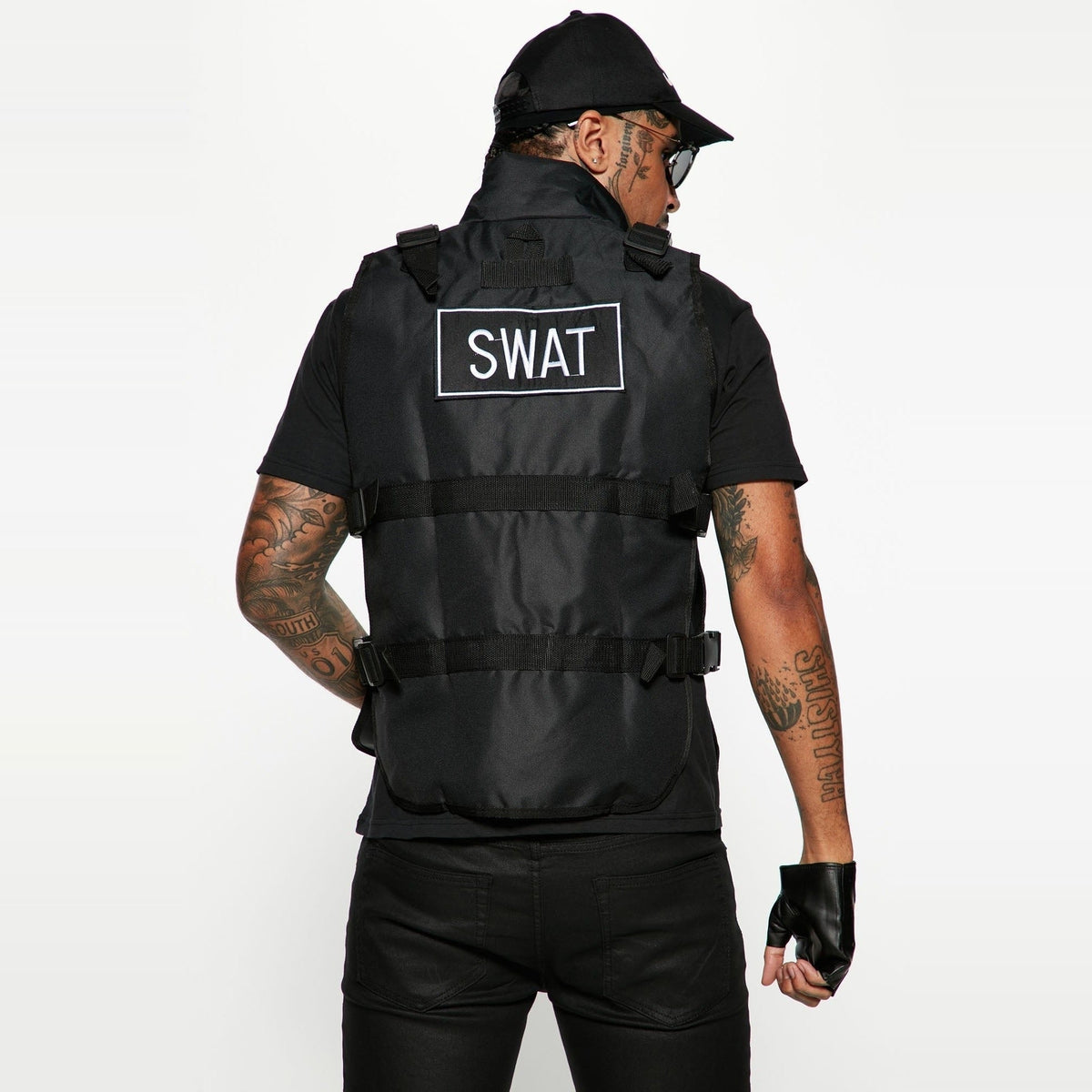 SWAT Kostuum Heren | Tactisch Vest | Pet | Handschoenen | Kniebeschermers