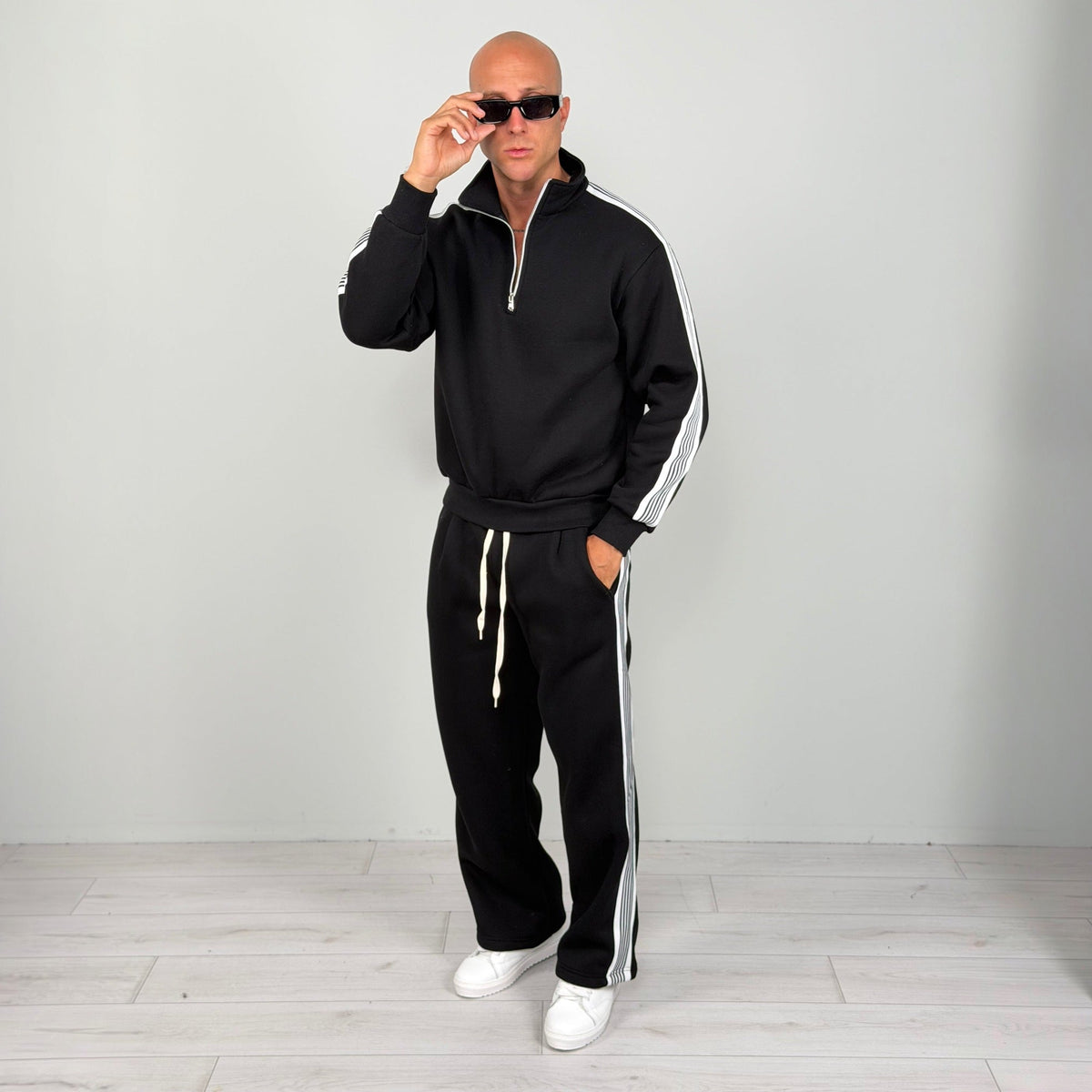 Trainingspak Heren met Strepen | Halfzip Sweater | Wijde Broek | 5 Kleuren