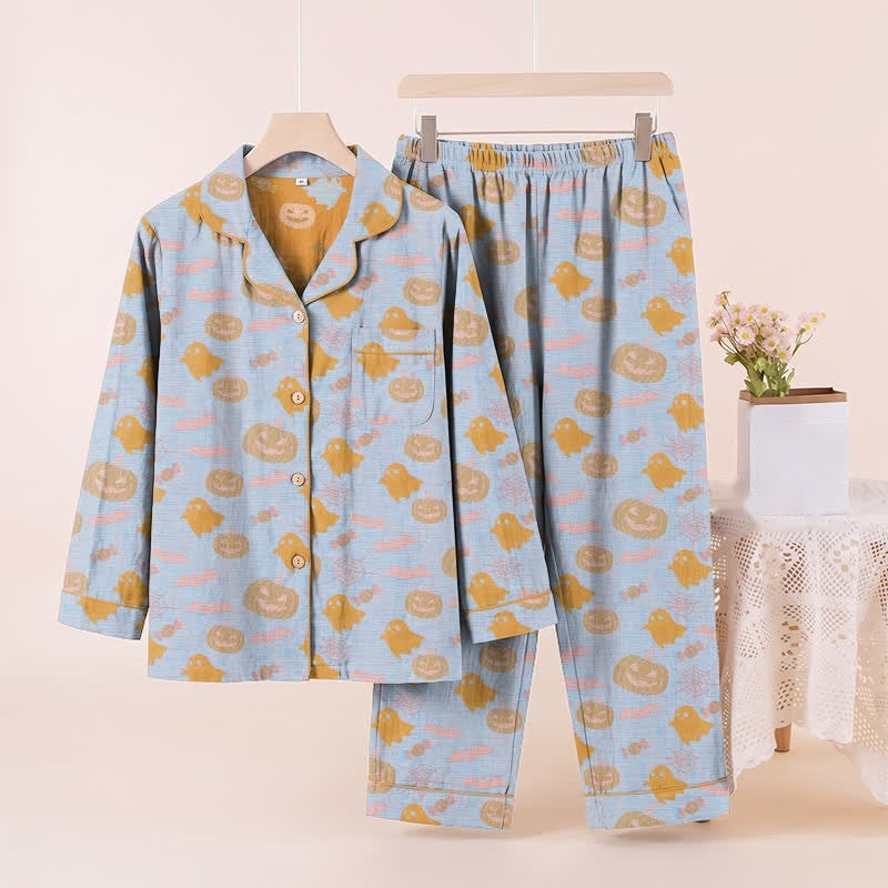 Spoken Pompoen Pyjamaset Heren | Knoopsluiting | Lange Broek | 8 Kleuren