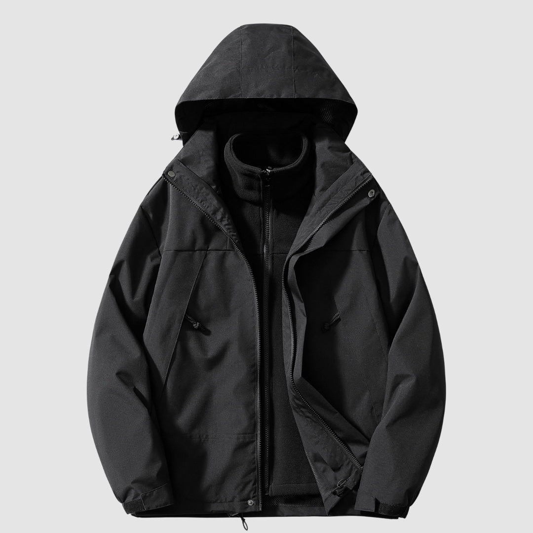 Zwarte 3-in-1 winterjas met capuchon, los opgehangen zonder model | Boutique Moda